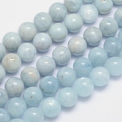 Aguamarina natural de hebras de perlas reronda, 14mm, agujero: 1 mm, aproximamente 28 pcs / cadena, 15.5 pulgada