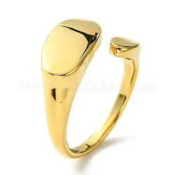 Placcatura ionica (ip) 304 anello polsino aperto ovale in acciaio inossidabile, anelli con sigillo, vero placcato oro 14k, misura degli stati uniti 8 (18.1mm)