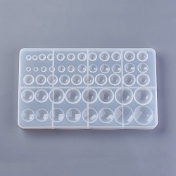 Silicone Molds, Resin Casting Molds, For UV Resin, Epoxy Resin Jewelry Making, Round, White, 261x153x16mm, Inner Diameter: 5~33mm