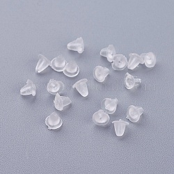 Пластиковые гайки для ушей, спинки для серьги, прозрачные, 3x4 мм, отверстие : 0.4 мм