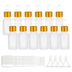BENECREAT Frosted Empty Glass Dropper Bottles, with 3ML Disposable Plastic Dropper, Plastic Funnel Hopper, Clear, 28.5x91mm, Capacity: 15ml, 16pcs