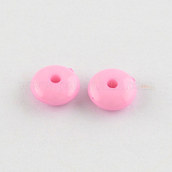 Opaque Acrylic Beads, Rondelle, Pink, 8x3.5mm, Hole: 1.5mm, about 3270pcs/500g