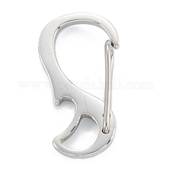 304 Stainless Steel Push Gate Snap Keychain Clasp Findings, Stainless Steel Color, 24x13x5.5mm, Hole: 6x4mm