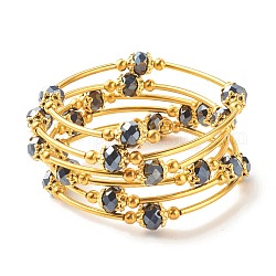 Блестящий браслет из стеклянных бусин, многослойный браслет для женщин, золотые, чёрные, внутренний диаметр: 2-1/8 дюйм (5.45 см)