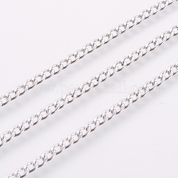 304 Stainless Steel Curb Chains, with Spool, Unwelded, Stainless Steel Color, 4.6x3x1mm, about 32.8 Feet(10m)/roll