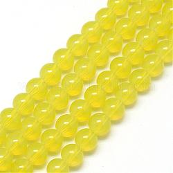 Chapelets de perles en verre peint, imitation opalite, ronde, jaune, 6mm, Trou: 1.3~1.6mm, Environ 133 pcs/chapelet, 31.4 pouce
