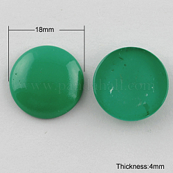 Painted Glass Cabochons, Half Round/Dome, Medium Sea Green, 18mm, 5mm(Range: 4.5~5.5mm) thick