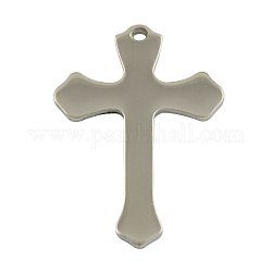 Pendentifs de croix en 201 acier inoxydable, couleur inoxydable, 20x15x1mm, Trou: 1.5mm
