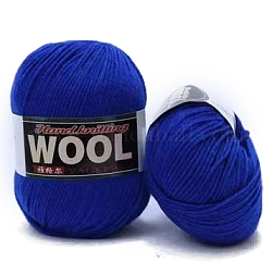 Fil de polyester et de laine pour chapeau pull, Fils de laine 4 brins pour tricoter des fournitures de crochet, bleu, environ 100 g / rouleau