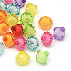 Faceted Transparent Bicone Acrylic Beads, Bead in Bead, Mixed Color, 8~9x7~8mm, Hole: 2.5mm, about 2300pcs/500g