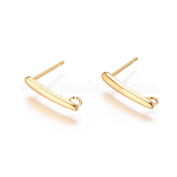 304 Stainless Steel Ear Stud Components, with Loop, Golden, 15x3mm, Hole: 1.8mm, Pin: 0.7mm