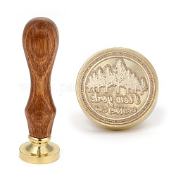 Messing Retro Wachs Siegelstempel, mit Holzgriff für DIY-Kartenherstellung nach der Dekoration, Baummuster, 90x25.5 mm