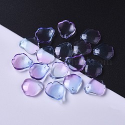 Perles de verre de peinture de cuisson, pétale, deux tons, support violet, 15.5x14.5x4mm, Trou: 1mm