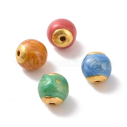 Legierung Tibetische Perlen, mit Emaille, Runde, mattgoldene Farbe, Mischfarbe, 8 mm, Bohrung: 1.4 mm