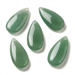 Pendenti avventurina verde naturale, ciondoli a goccia, 31~33x16~17x6.5~8mm, Foro: 1.4 mm