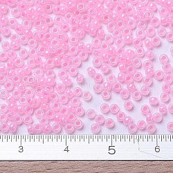 Миюки круглые бусины рокайль, японский бисер, (rr518) сладкая вата розовая на подкладке, 11/0, 2x1.3 мм, отверстие : 0.8 мм, Около 5500 шт / 50 г