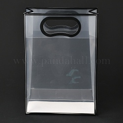 Sacchetti di plastica trasparenti rettangolari, con maniglie, per lo shopping, mestieri, i regali, nero, 26x18cm, 10pcs/scatola