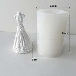 Stampi in silicone alimentare per candele profumate per abito da sposa, stampi per candele, stampo per candele per aromaterapia, bianco, 5.5x5x8.4cm