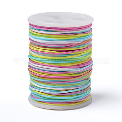 Segmentgefärbter Polyesterfaden, geflochtene Schnur, Farbig, 0.8 mm, ca. 10.93 Yard (10m)/Rolle