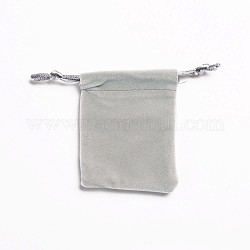 Rectangle Velours Jewelry Bags, Light Grey, 8.8x7cm