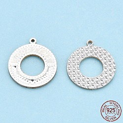 925 ciondoli in argento sterling, ciondoli a ciambella, argento, 16x14x1mm, Foro: 0.8 mm