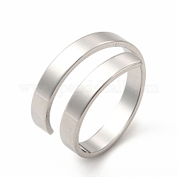 304 прямоугольное открытое манжетное кольцо из нержавеющей стали для женщин, цвет нержавеющей стали, размер США 6 1/4 (16.7 мм)