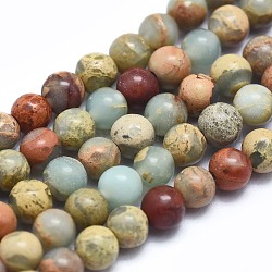 Chapelets de perles en jaspe aqua terra naturel, ronde, 4mm, Trou: 0.5mm, Environ 90 pcs/chapelet, 15 pouce (38 cm)