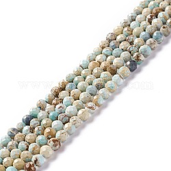 Fili di perle di diaspro imperiale naturale, tinto, sfaccettato, tondo, Alice Blue, 3~3.5mm, Foro: 0.7~0.8 mm, circa 126~137pcs/filo, 15.24~15.39 pollice (38.7~39.1 cm)