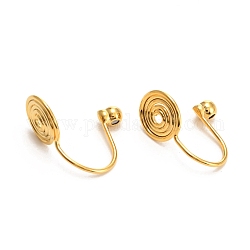Brass Clip-on Earring Converters Findings, with Spiral Pad and Round Rubber Ear Nuts, for Non-pierced Ears, Golden, 14x8mm