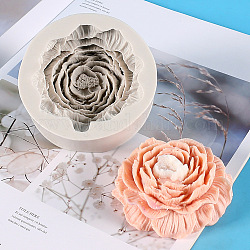 Moules en silicone pour bougies bricolage en forme de fleur, pour la fabrication de bougies parfumées, gris clair, 9.5x3.5 cm