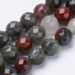 Naturali africane perline Bloodstone fili, perle di pietra eliotropio, sfaccettato, tondo, 6mm, Foro: 1 mm, circa 62pcs/filo, 15.3 pollice