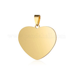 201 pendente in acciaio inossidabile con etichetta con pendenti vuoti, lucidatura manuale, cuore, oro, 30.5x25x2mm, Foro: 3.5x7 mm