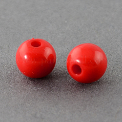 Твердые коренастый акриловый шар бисером, круглые, красные, 4 мм, отверстие : 1 мм, Около 14800 шт / 500 г