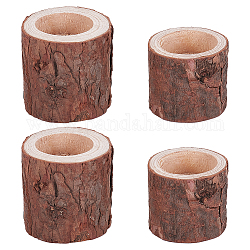 GORGECRAFT 4pcs Natural Pine Wood Candle Holders Wooden Bark Candlestick for Rustic Wedding Party Birthday Holiday Home Decoration