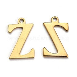 Ion Plating(IP) 304 Stainless Steel Alphabet Charms, Golden, Letter.Z, 12x7.5x1mm, Hole: 1mm