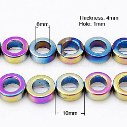 Chapelets de perles en hématite synthétique sans magnétiques, donut, 10x4mm, Trou: 1mm