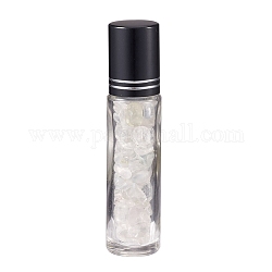 Botellas de bola de rodillo de vidrio, botella recargable de aceite esencial, con cuentas de cristal de cuarzo, para el cuidado personal, 85x20mm, abalorios: 3x11~3x7 mm, capacidad: 10 ml