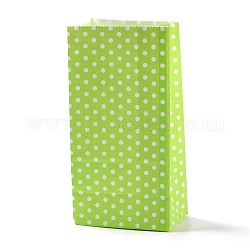 長方形のクラフト紙袋  ハンドルなし  ギフトバッグ  水玉模様  薄緑  9.1x5.8x17.9cm
