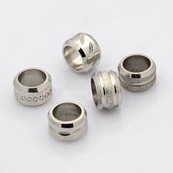 Mixed 304 Stainless Steel Column Large Hole Beads, Stainless Steel Color, 11x7mm, Hole: 8mm