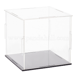 FINGERINSPIRE Clear Acrylic Display Case with Black Base 110x110x105mm Cube Clear Self-Assembly Acrylic Box Dustproof Protection Showcase for Action Figures Collectibles Toys