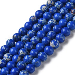 Brins de perles teintes en jaspe impérial synthétique, ronde, bleu, 6mm, Trou: 1.4mm, Environ 60~62 pcs/chapelet, 14.72''~15.28'' (37.4~38.8 cm)