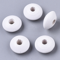 Dyed Natural Beech Wood Beads, Rondelle, White, 12x6mm, Hole: 3~4mm, about 1600pcs/500g