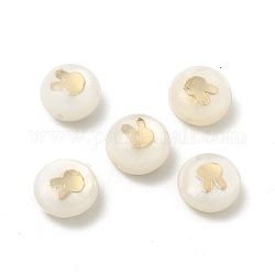 Shell perle naturali di acqua dolce, piatta e rotonda con coniglio, colore conchiglia, 7.5~8x4.5~5mm, Foro: 0.6~0.9 mm