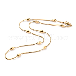 304 Edelstahl runde Schlangenkette Halsketten, mit ovalen Perlen und Karabinerverschlüssen, golden, 16.92 Zoll (43 cm), 1 mm