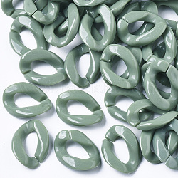 Anillos de enlace de acrílico opacos, conectores de enlace rápido, para hacer cadenas de bordillos,  torcedura, verde oliva, 22x16.5x5.5mm, medida interior: 12x6 mm