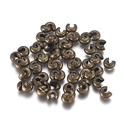 Couvre de perles à écraser en laiton , bronze antique, 6.5x5.5x3.5mm, trou: 2 mm, environ 100 PCs / sachet 