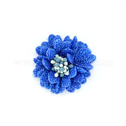 Fiori in tessuto non tessuto, con polvere di scintillio, per fiore fasce fai da te, abbigliamento, scarpe, accessori per cappelli, blu, 40x45x20mm