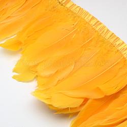 Accessoires de costume en tissu de plumes d'oie à la mode, orange, 100~180x38~62mm, environ 2 m / sac