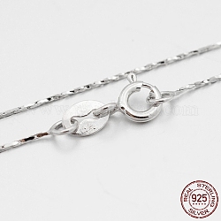 Colliers chaîne coreana en argent sterling plaqué rhodium 925, à ressort fermoirs à anneaux, fine chaîne, platine, 16 pouce, 0.5mm