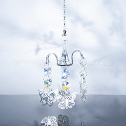 Décoration de pendentif en verre, attrape-soleil suspendus, avec les accessoires en métal, pour fenêtre de jardin mariage décoration de la maison, papillon, 245mm